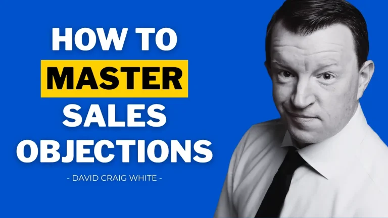 "How to master sales objections" title next to David Craig White smiling.