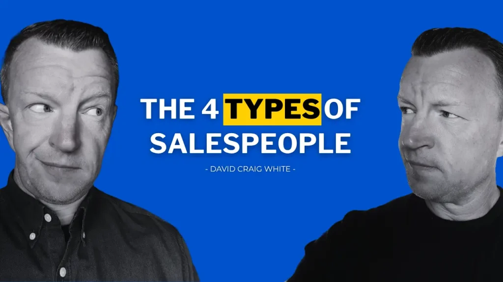 Two different types of salespeople looking across to each other.